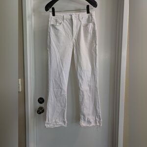 Good American White Straight Distressed Cuff Jeans Size 12/31